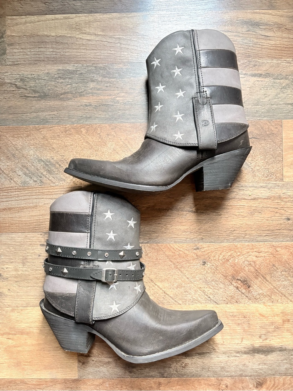Durango Grey Western Star Studded Cowboy Cowgirl Booties - Women Size 8